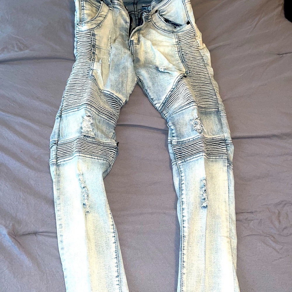 Mens Skinny Motorbike Jeans
